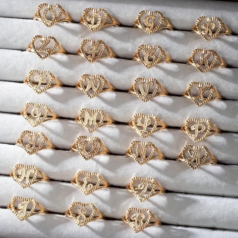 Initial Heart Adjustable Rings