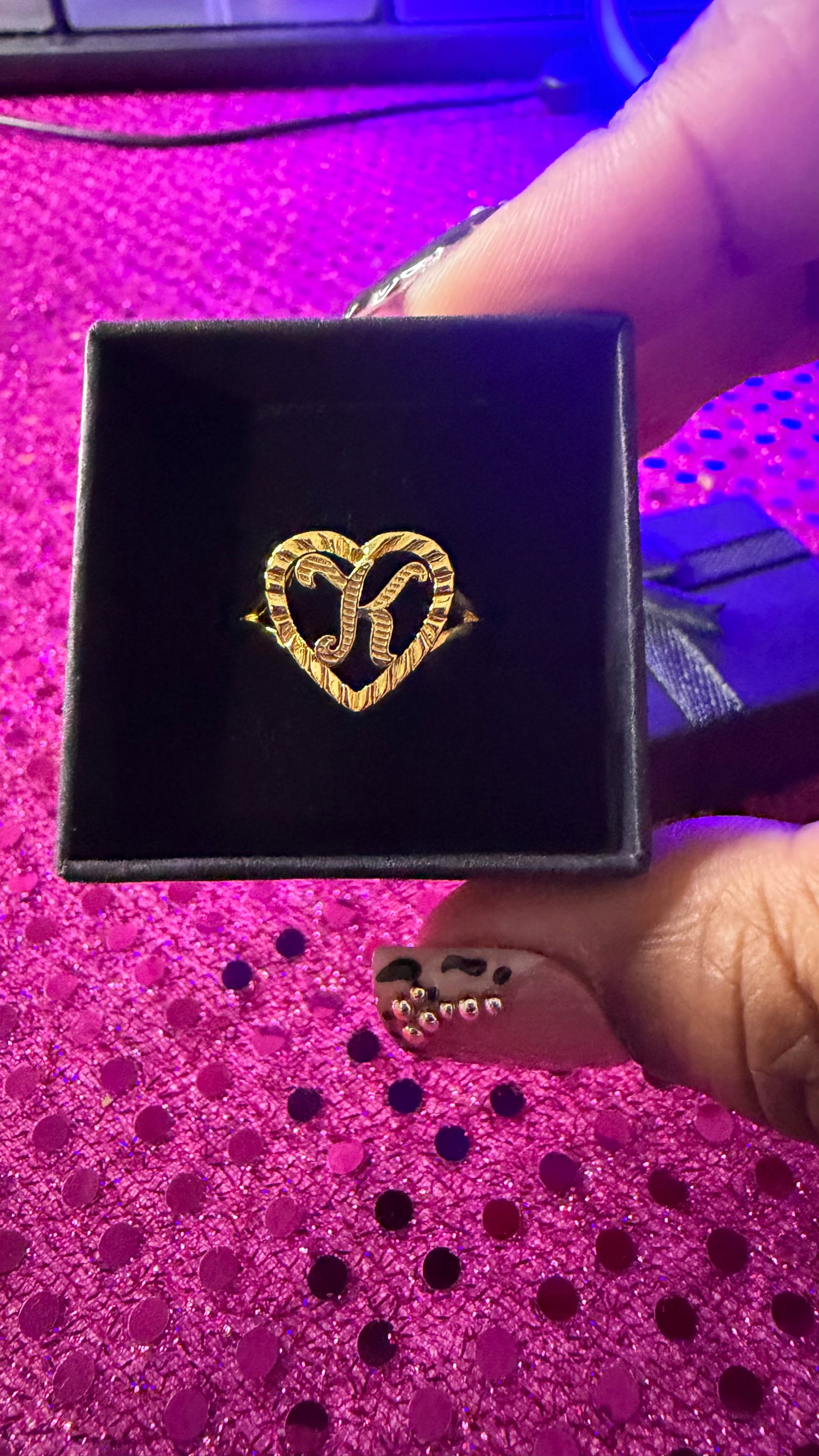 Initial Heart Adjustable Rings