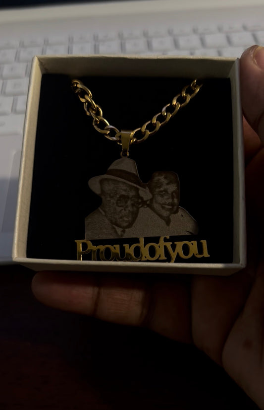 Custom Picture Necklace 18k Gold Plated Stainless Steel