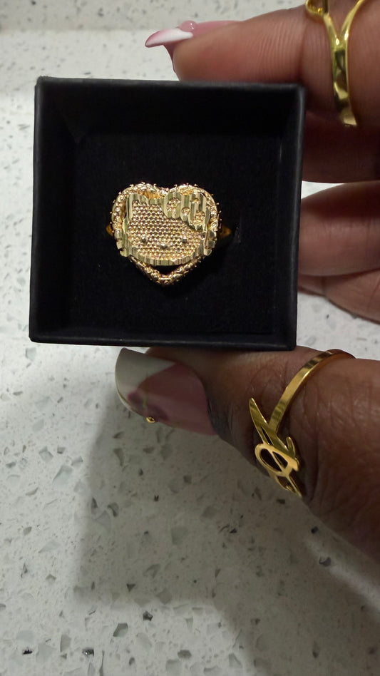 HK Heart Ring 18k Gold Plated