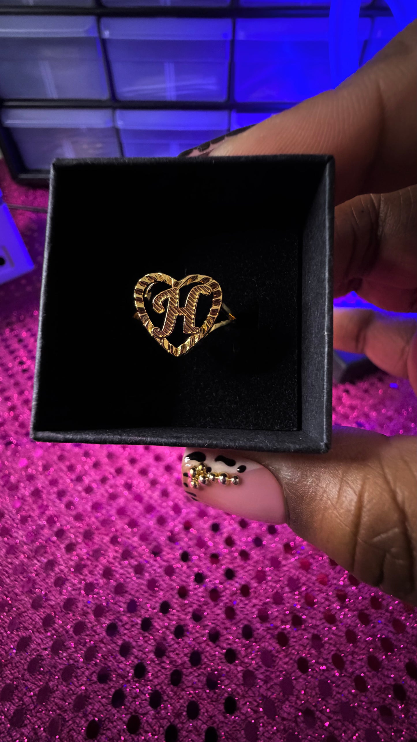 Initial Heart Adjustable Rings