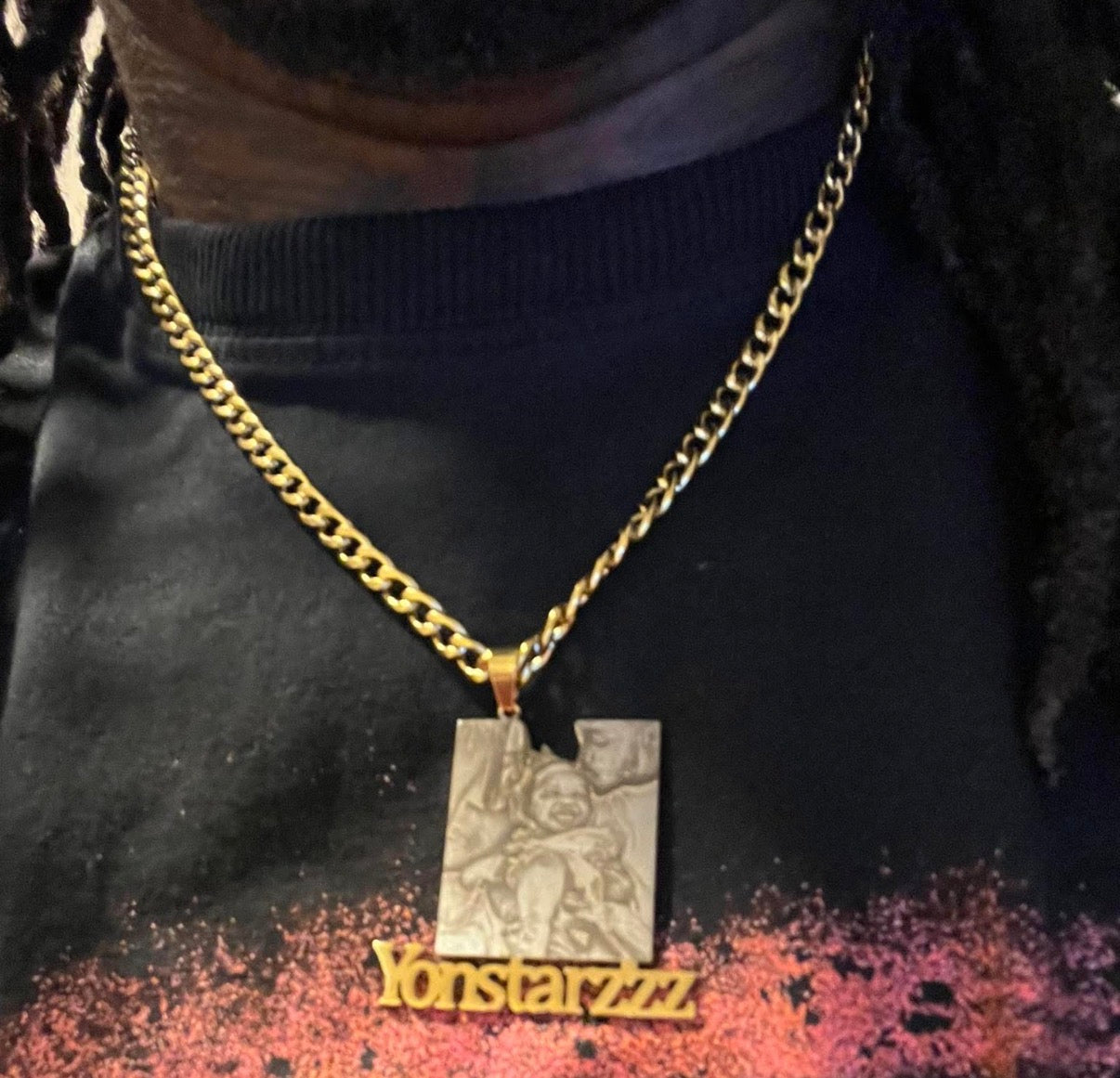 Custom Picture Necklace 18k Gold Plated Stainless Steel.
