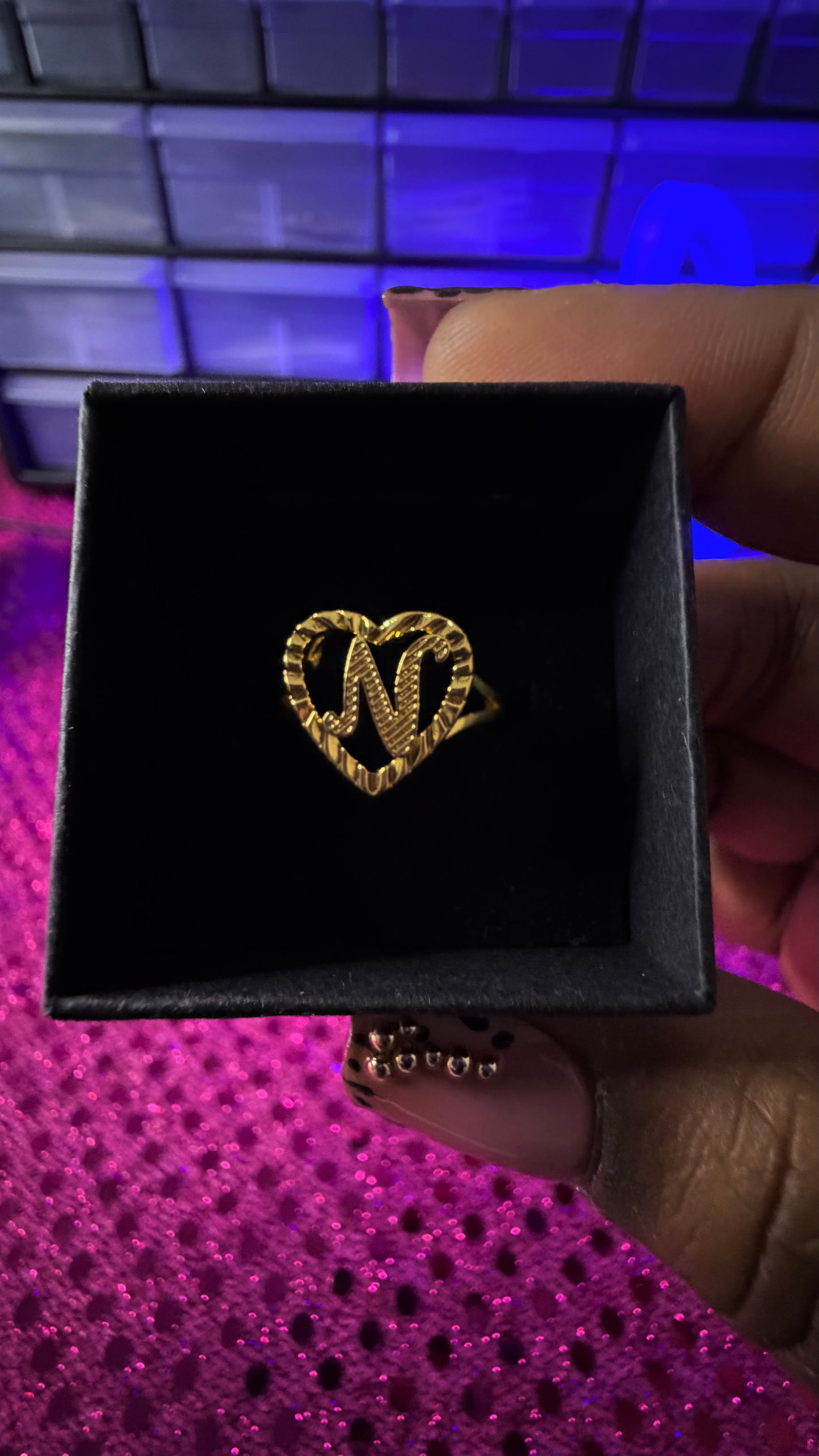 Initial Heart Adjustable Rings