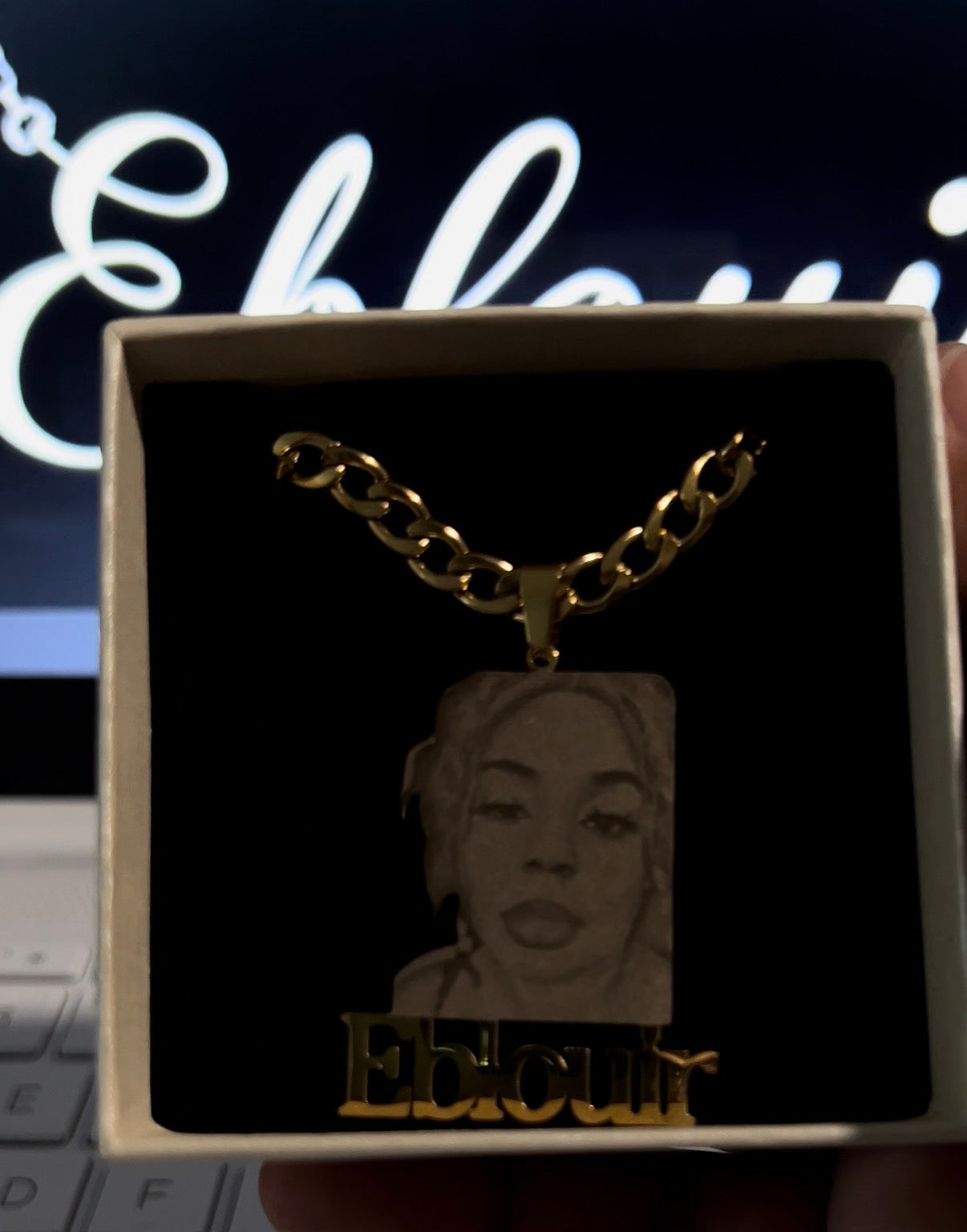 Custom Picture Necklace 18k Gold Plated Stainless Steel.