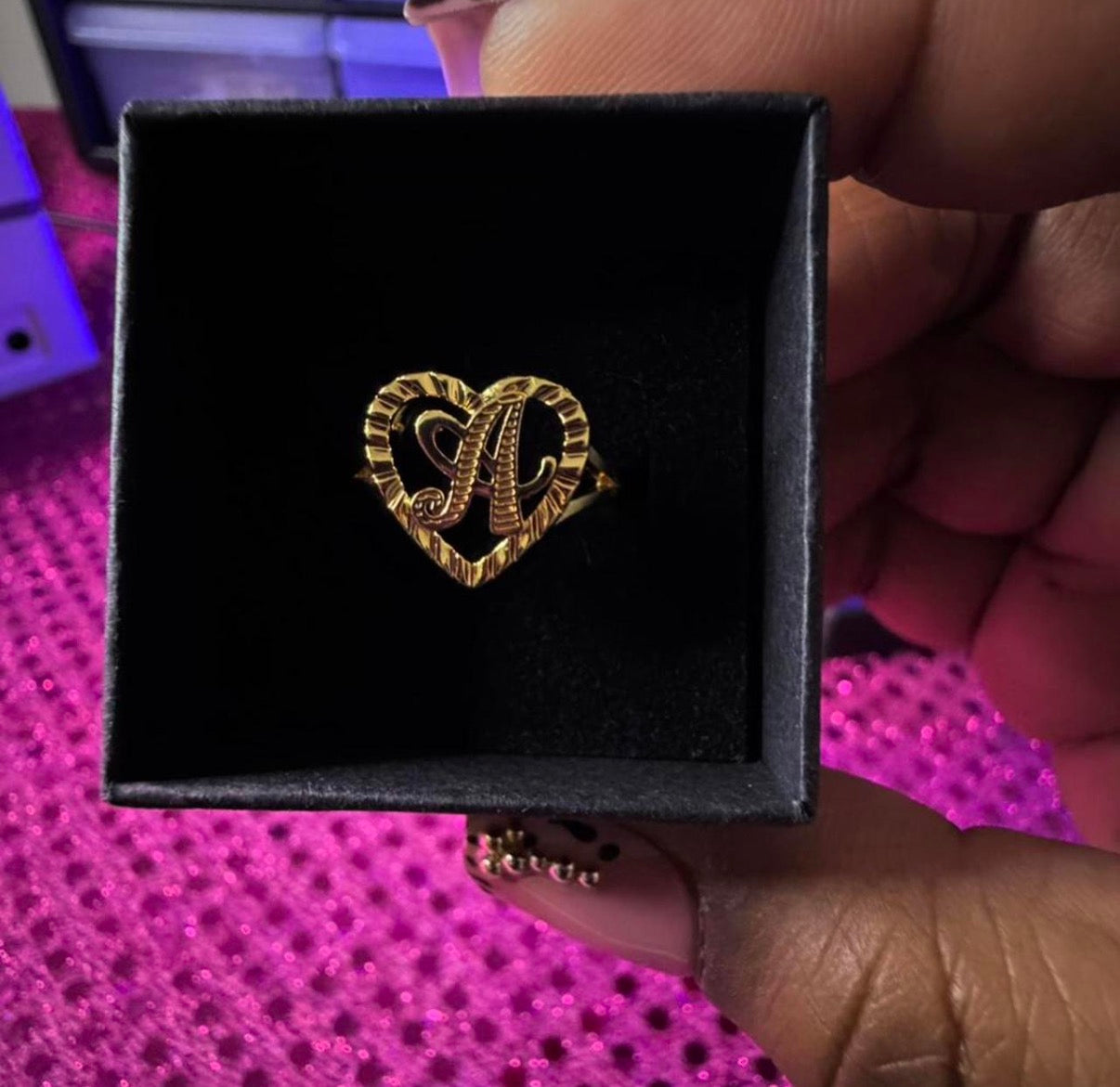 Initial Heart Adjustable Rings