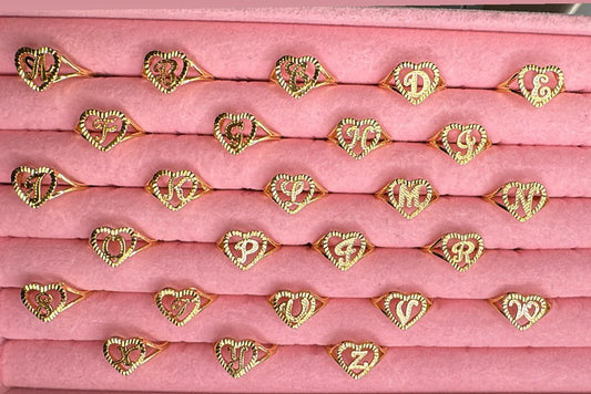 Initial Heart Adjustable Rings